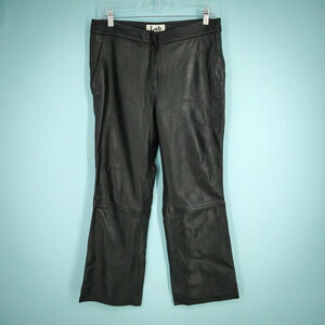 Lab Brand 38 EU Size 8 US Black Zip Crop Straight Leg Lined Lamb Leather Pants